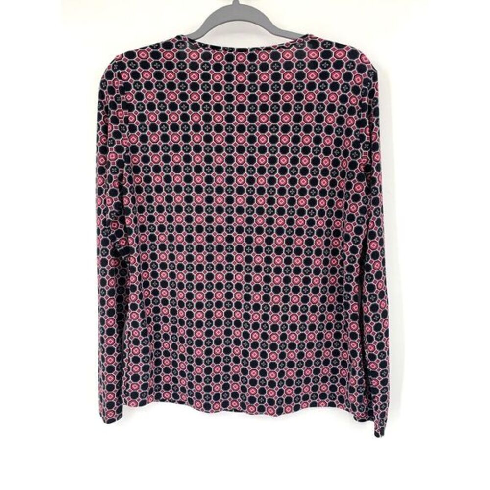 East 5th Black & Pink Geometric Pattern Long Sleeve Women's Top Size Medium - Picture 3 of 7